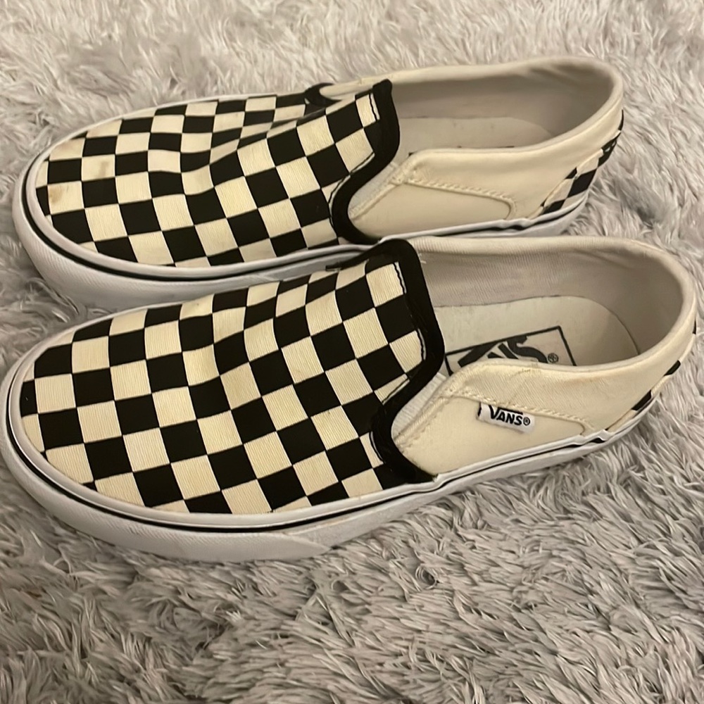 Slip on platform checkered vans size 5